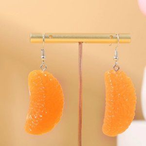 Tangerine Orange Slice Food Earrings